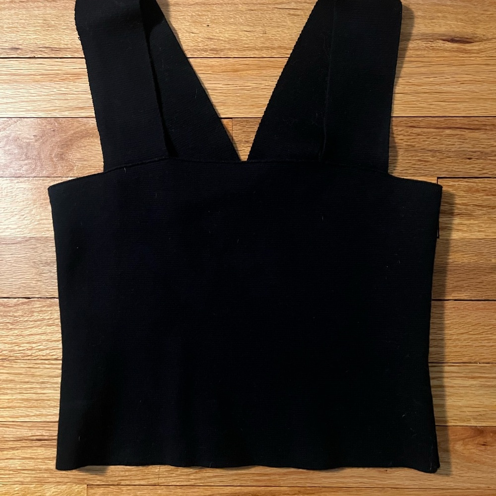 525 America Black Fitted Crop Tank Top